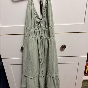 SHEIN Sage Green Halter Dress